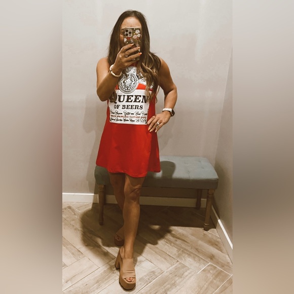 QUEEN OF SPARKLES Sequin QUEEN OF BEERS Tank Dress - Picture 3 of 5